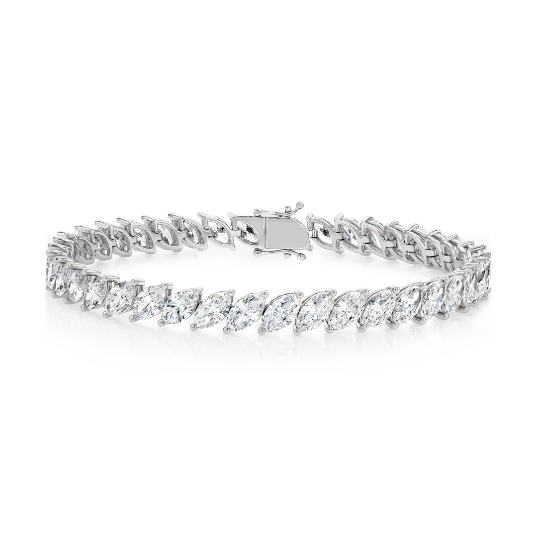 11ct Lab-Grown Marquise Diamond Tennis Bracelet White Gold