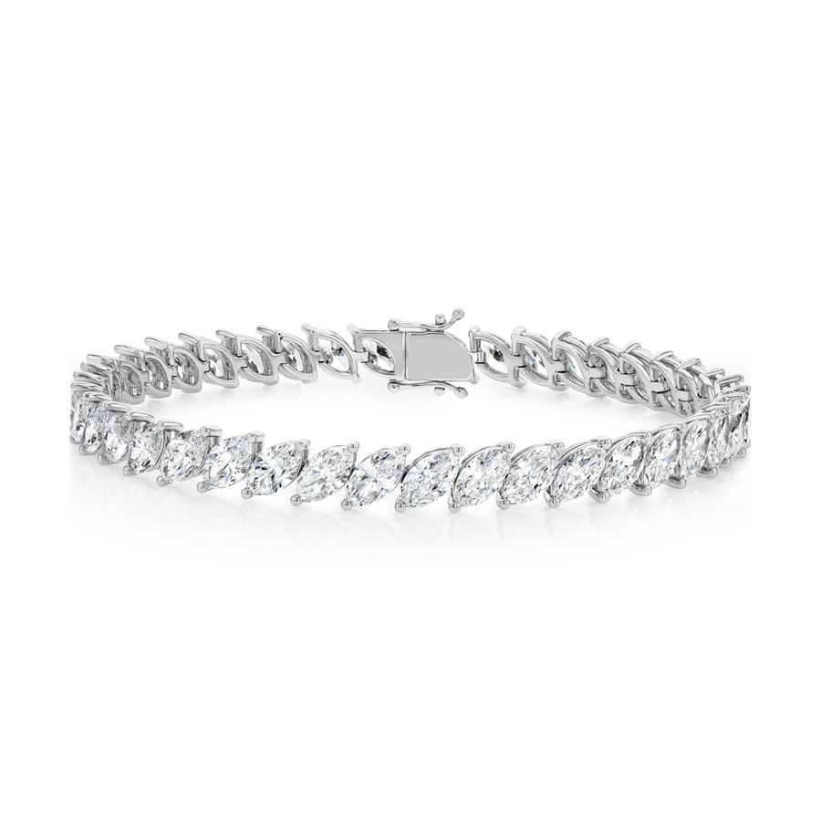 11ct Lab-Grown Marquise Diamond Tennis Bracelet White Gold