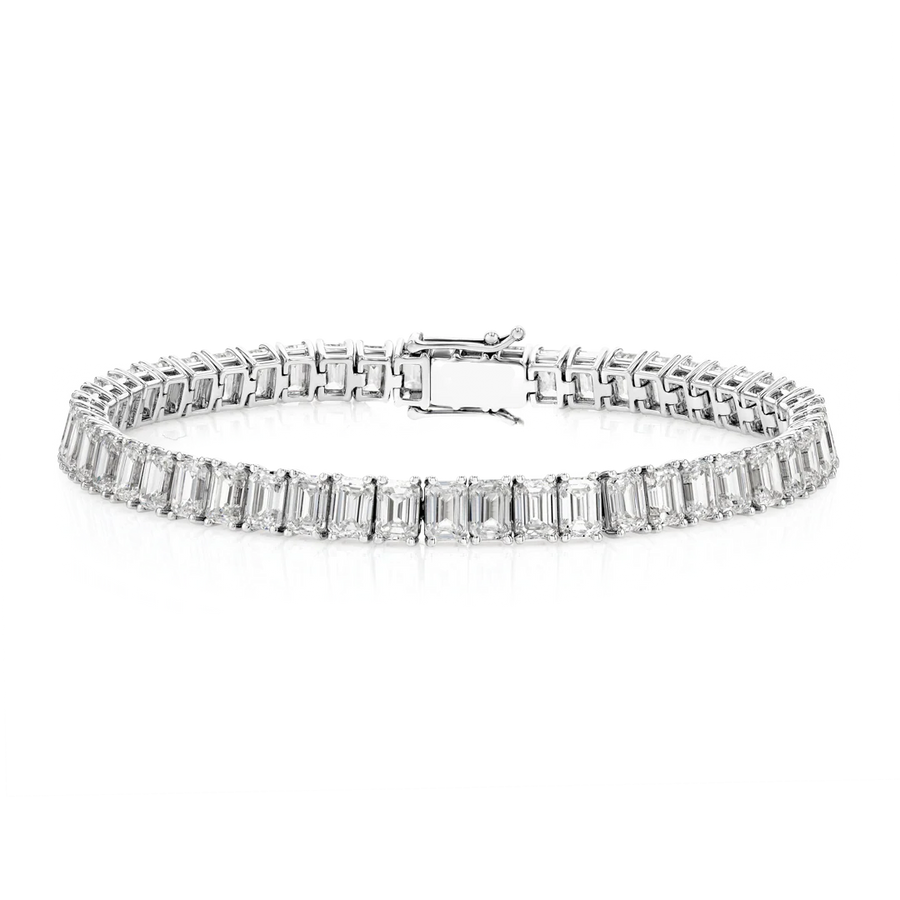 Lab-Grown Emerald Diamond Tennis Bracelet White Gold