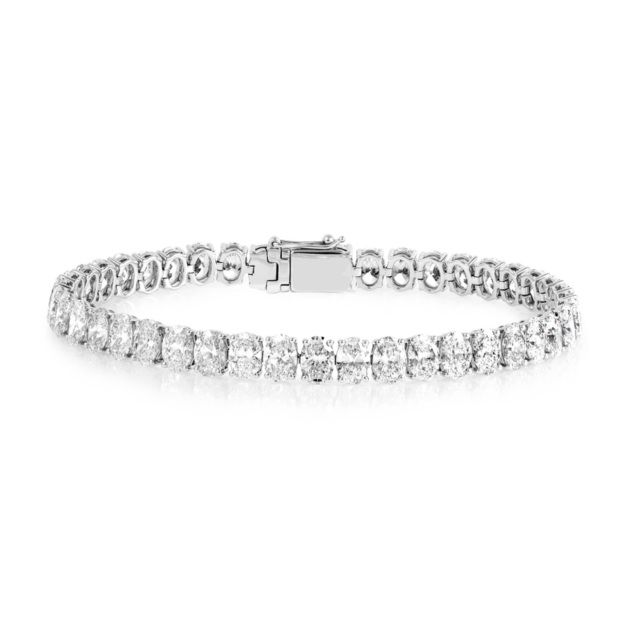 Lab-Grown Oval Diamond Tennis Bracelet White Gold