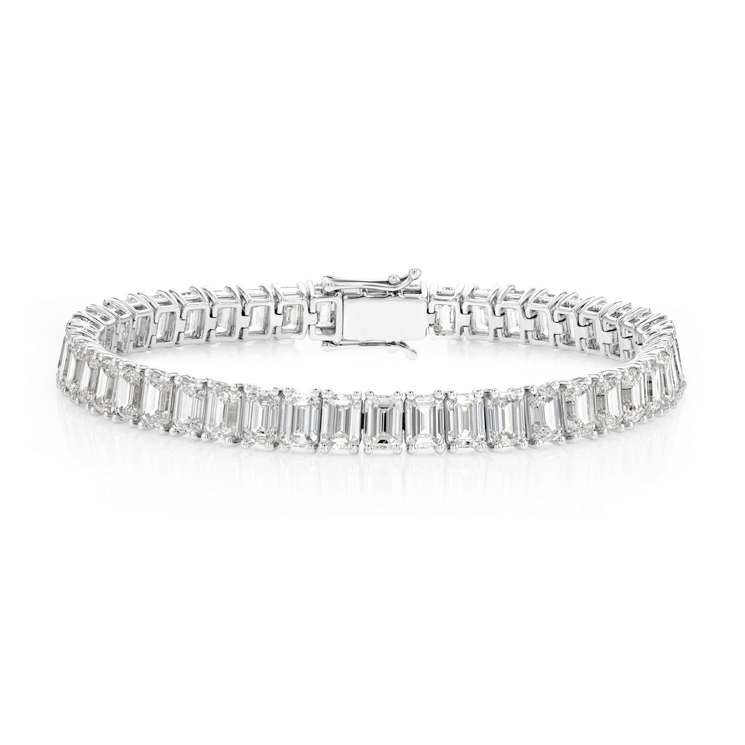 Lab-Grown Emerald Diamond Tennis Bracelet White Gold