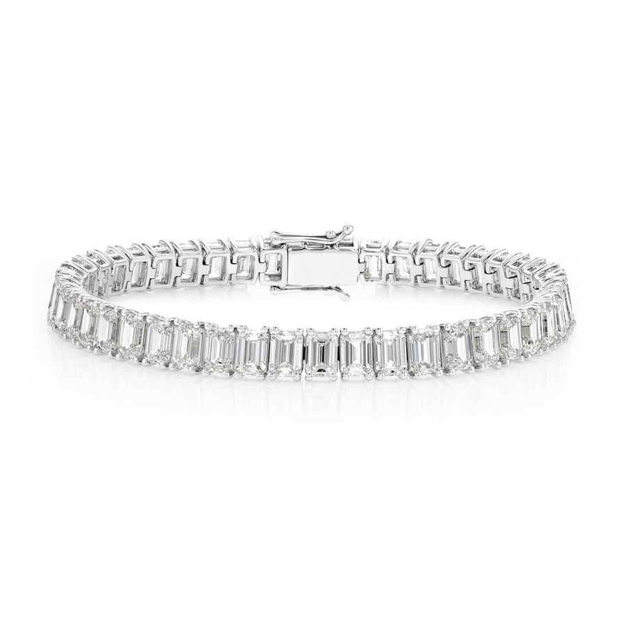 Lab-Grown Emerald Diamond Tennis Bracelet White Gold