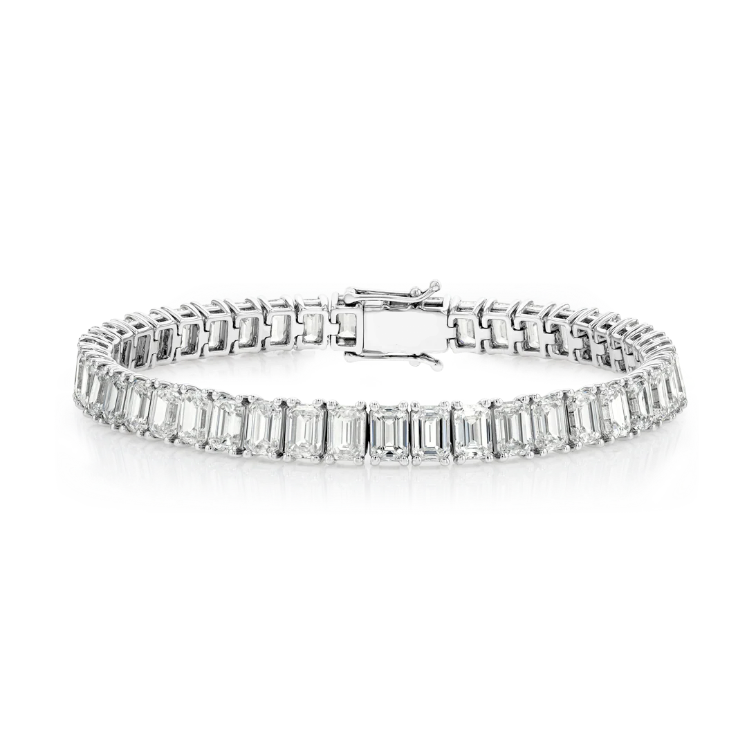 Lab-Grown Emerald Diamond Tennis Bracelet White Gold