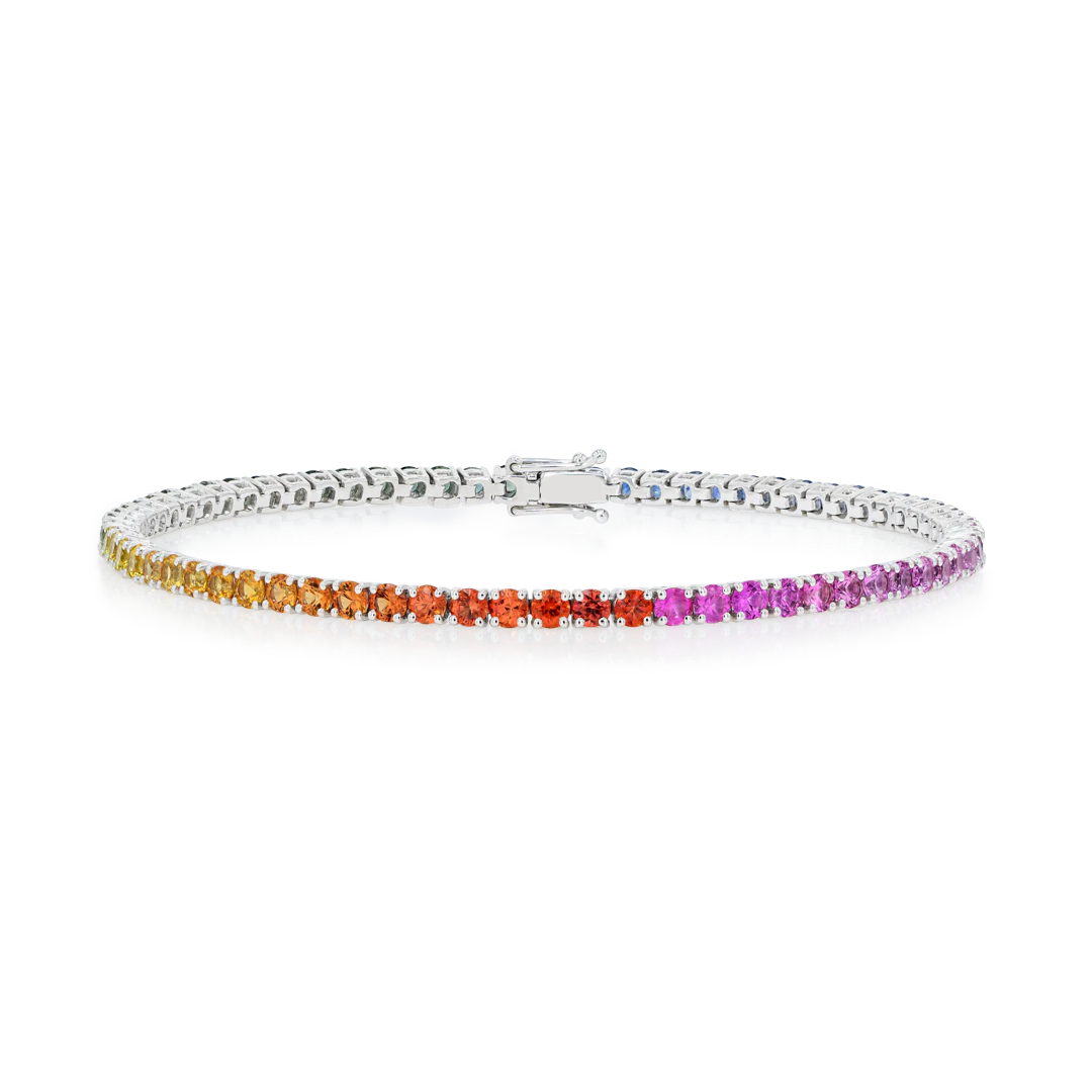 Natural Rainbow Sapphire Tennis Bracelet