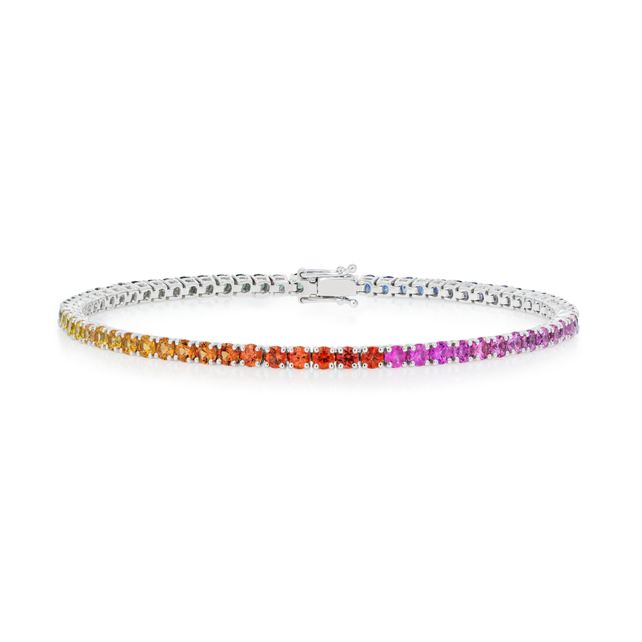 Natural Rainbow Sapphire Tennis Bracelet