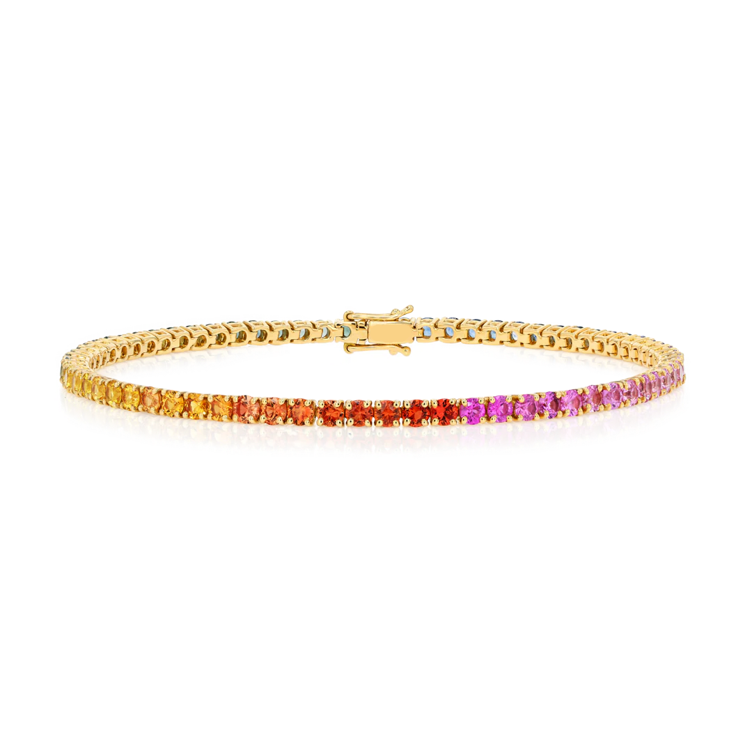 Natural Rainbow Sapphire Tennis Bracelet