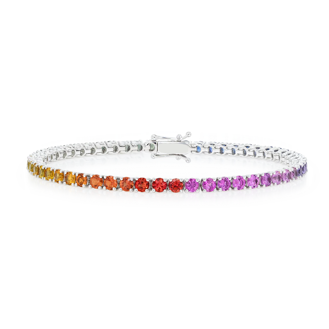 Natural Rainbow Sapphire Tennis Bracelet