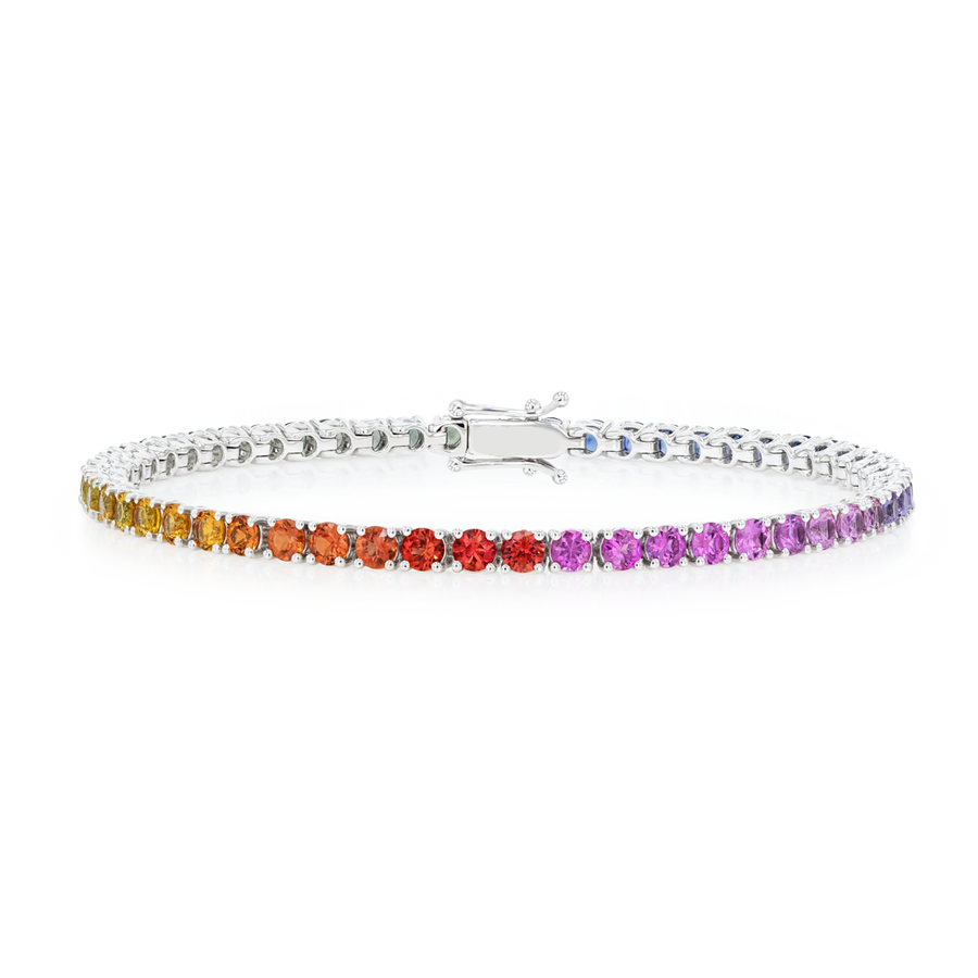 Natural Rainbow Sapphire Tennis Bracelet