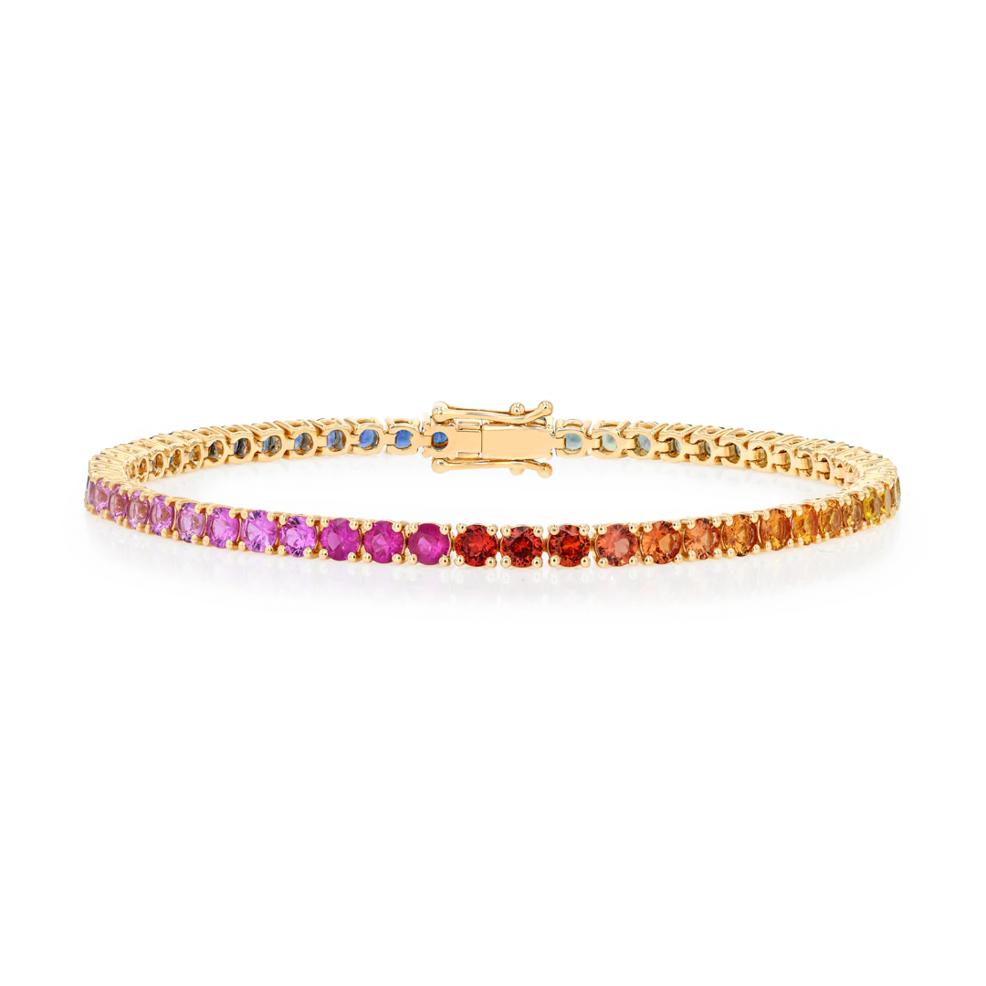 Natural Rainbow Sapphire Tennis Bracelet