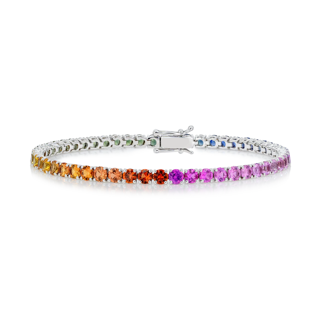 Natural Rainbow Sapphire Tennis Bracelet