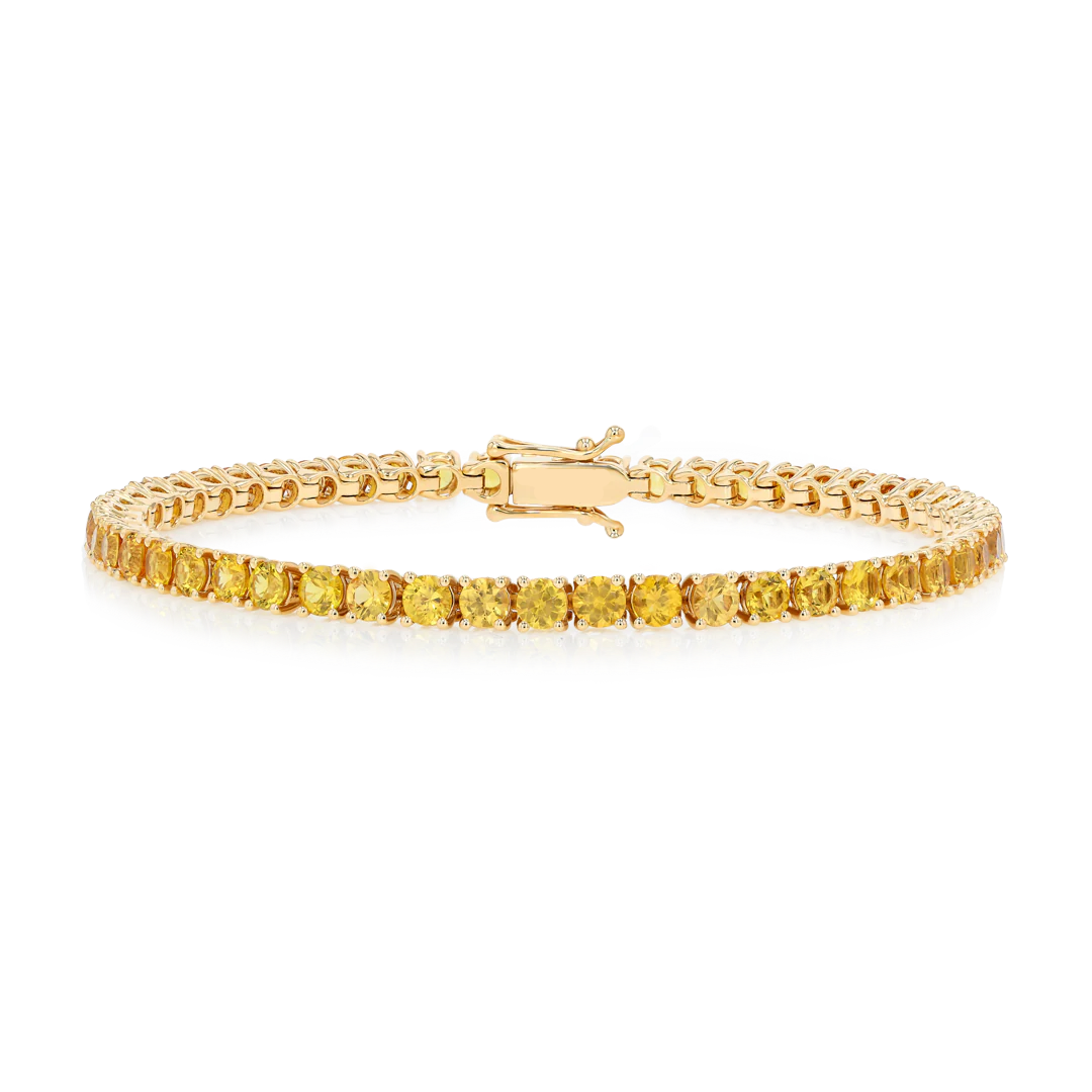 5ct Natural Yellow Sapphire Tennis Bracelet Yellow Gold
