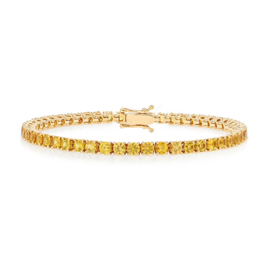 5ct Natural Yellow Sapphire Tennis Bracelet Yellow Gold