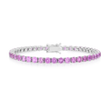 6ct Natural Pink Sapphire Tennis Bracelet White Gold