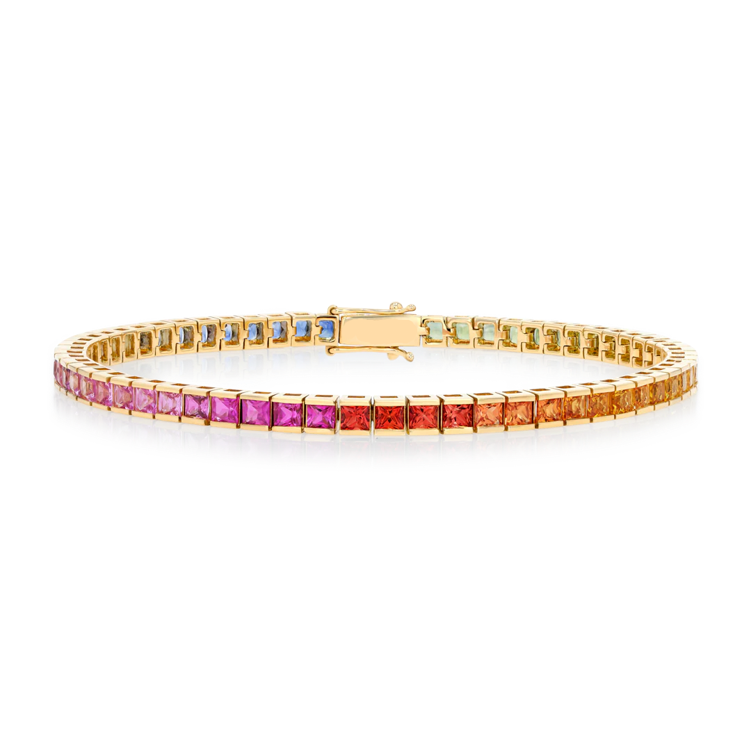 Natural Rainbow Sapphire Tennis Bracelet