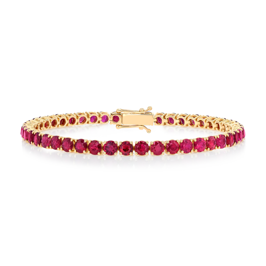 Natural Ruby Tennis Bracelet Yellow Gold
