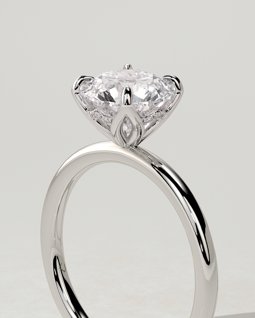 Dahlia Solitaire Round Ring