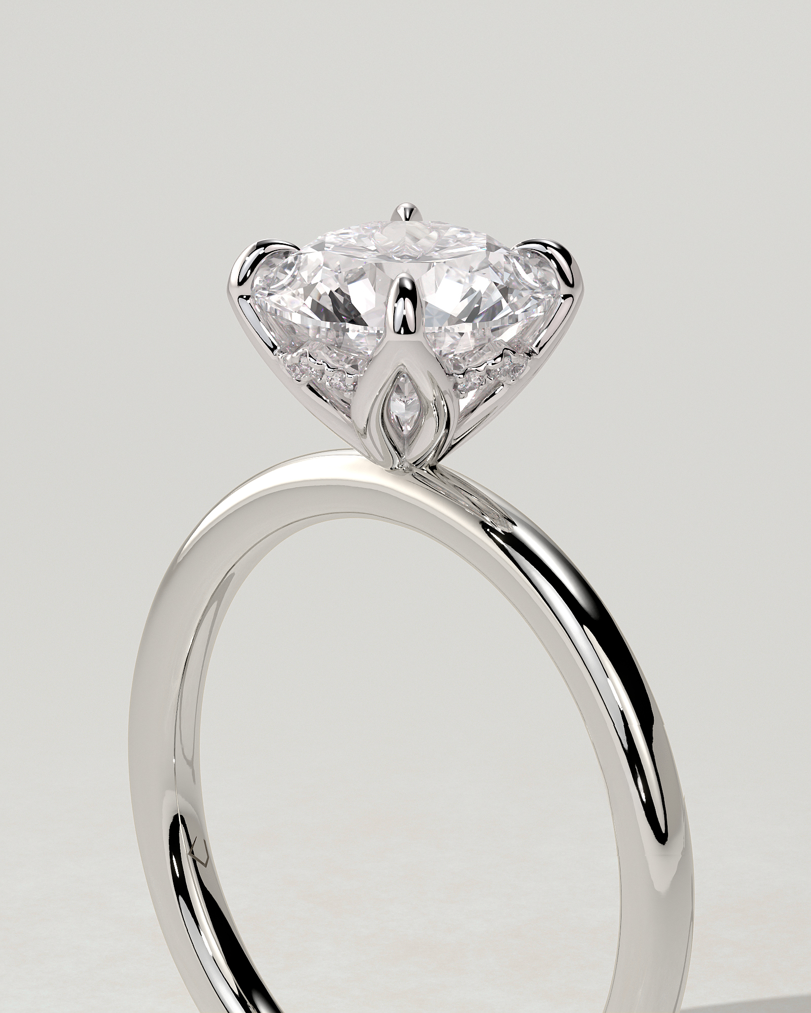 Dahlia Solitaire Round Ring