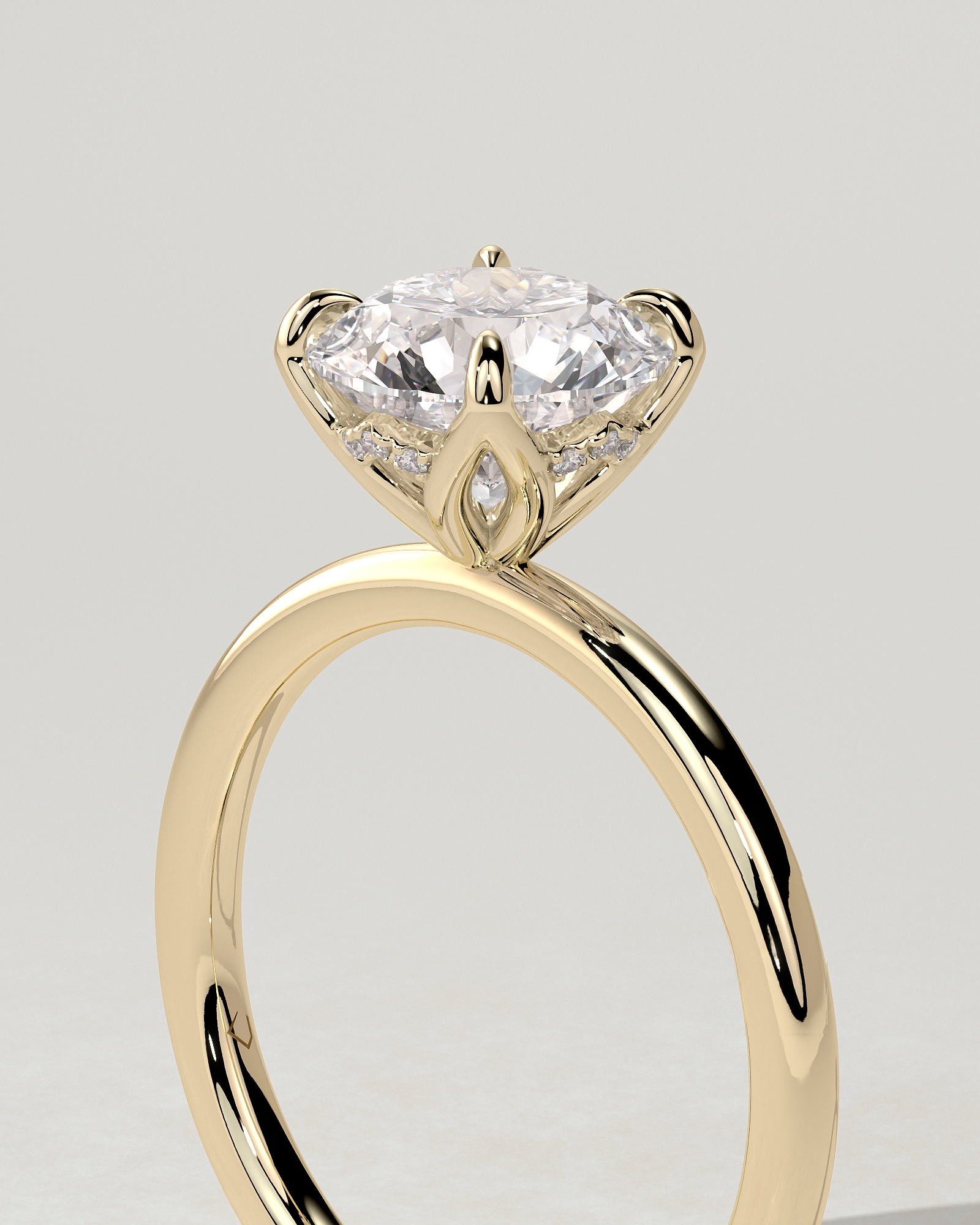 Dahlia Solitaire Round Ring