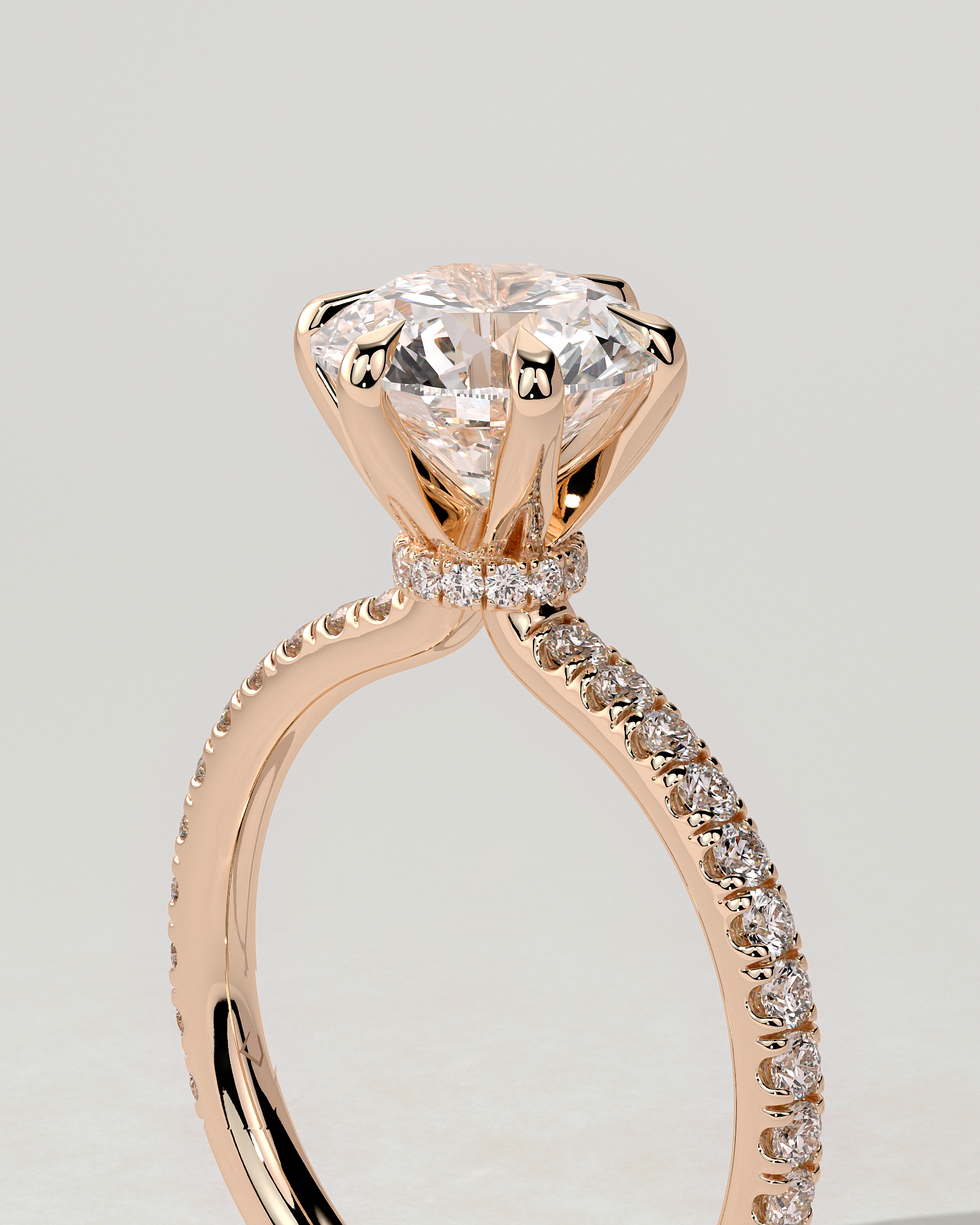 Holly Solitaire Round Ring
