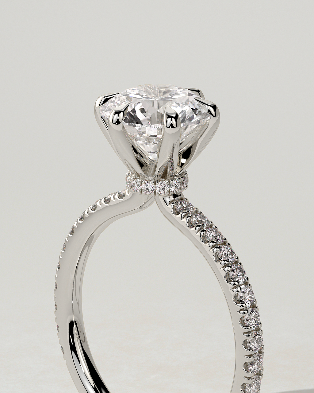 Holly Solitaire Round Ring