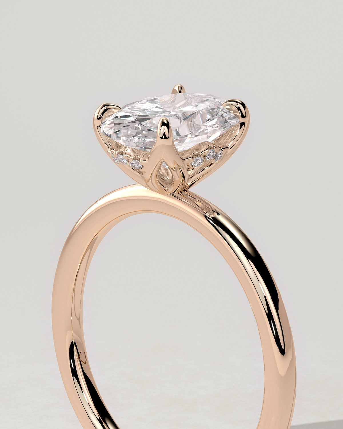 Ivy Solitaire Oval Ring