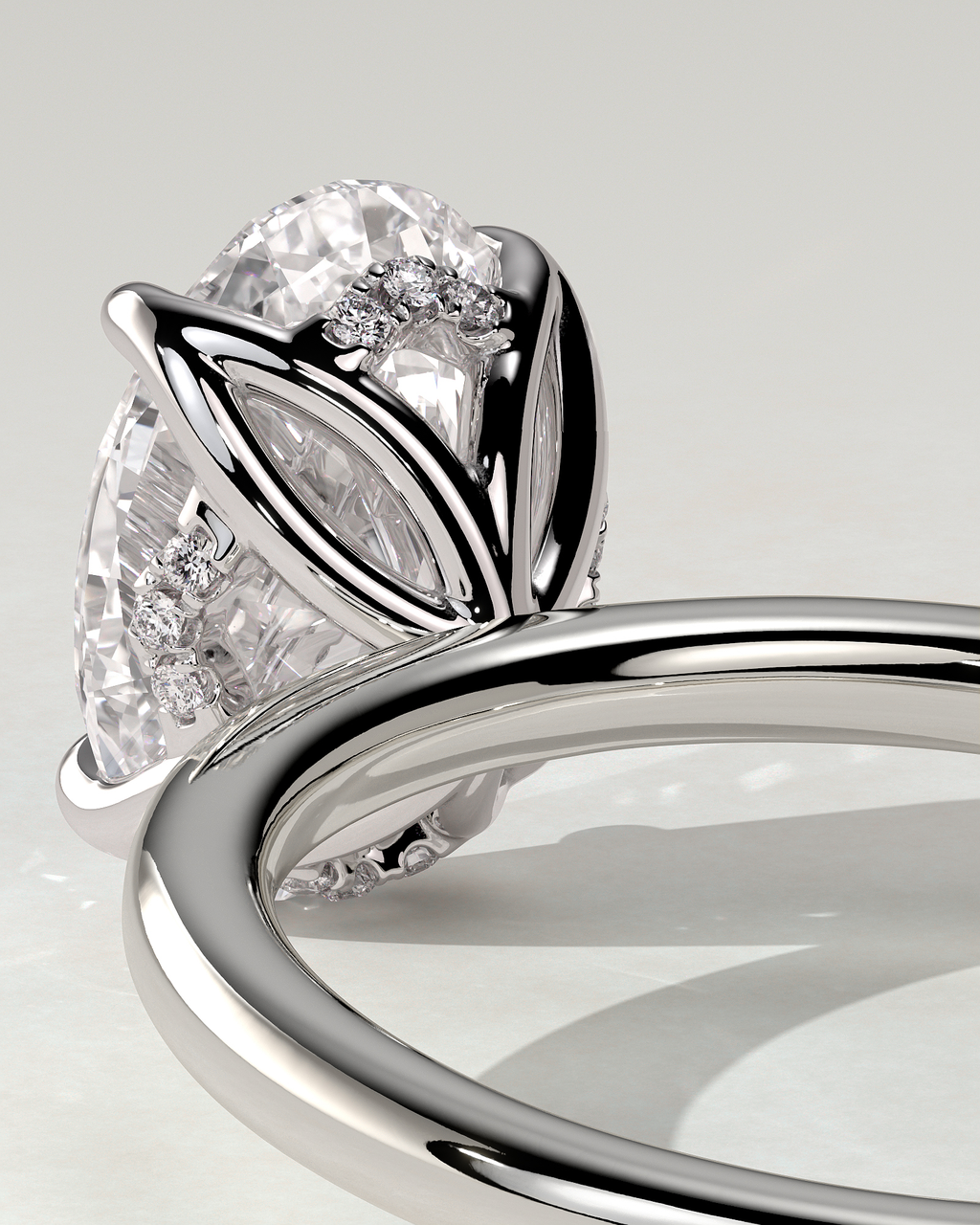 Ivy Solitaire Oval Ring