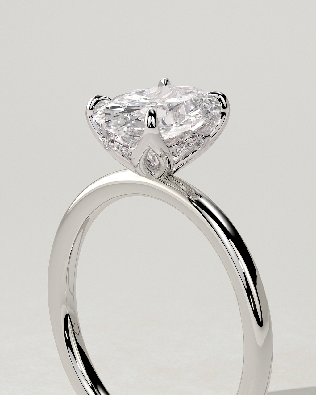 Ivy Solitaire Oval Ring