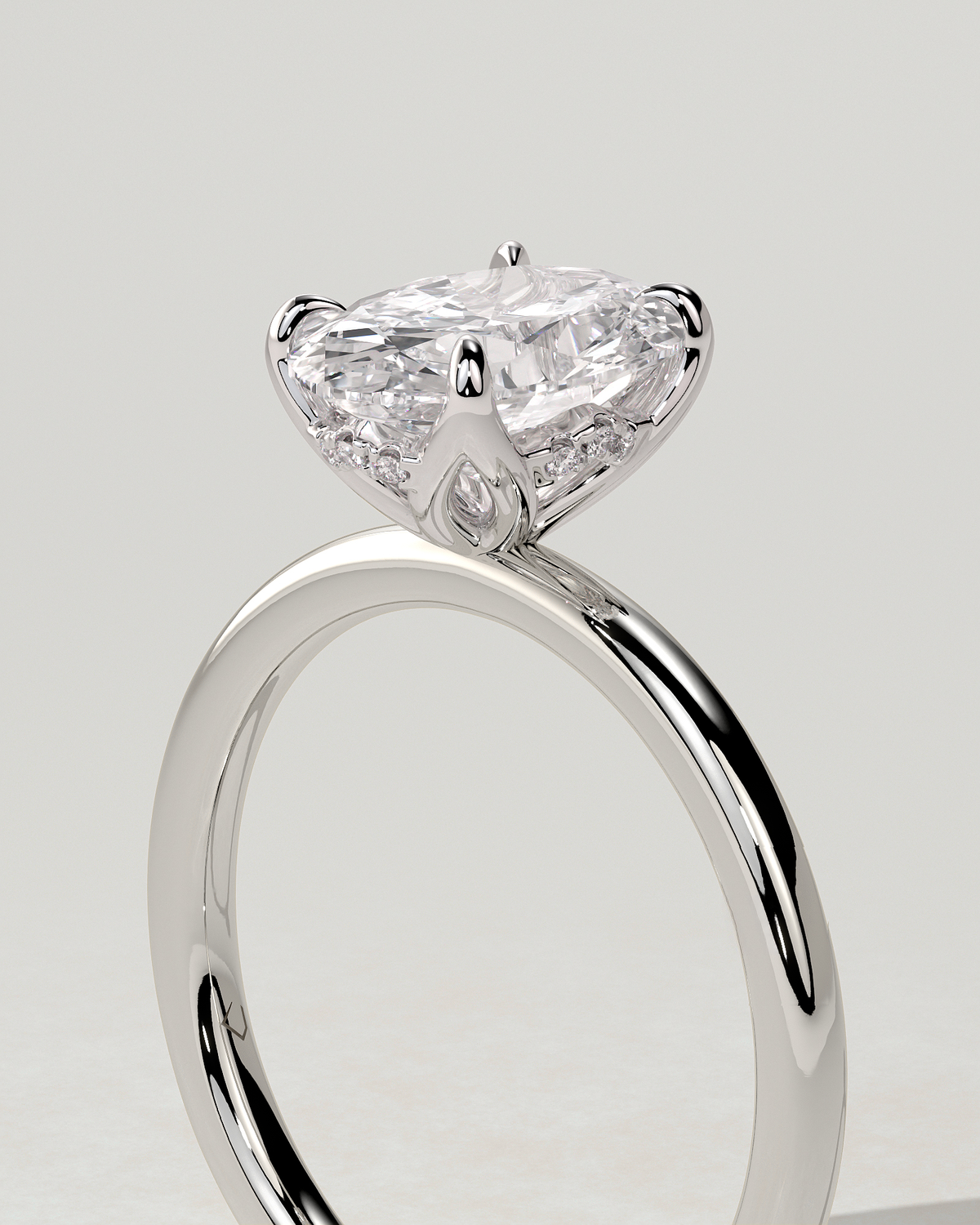 Ivy Solitaire Oval Ring