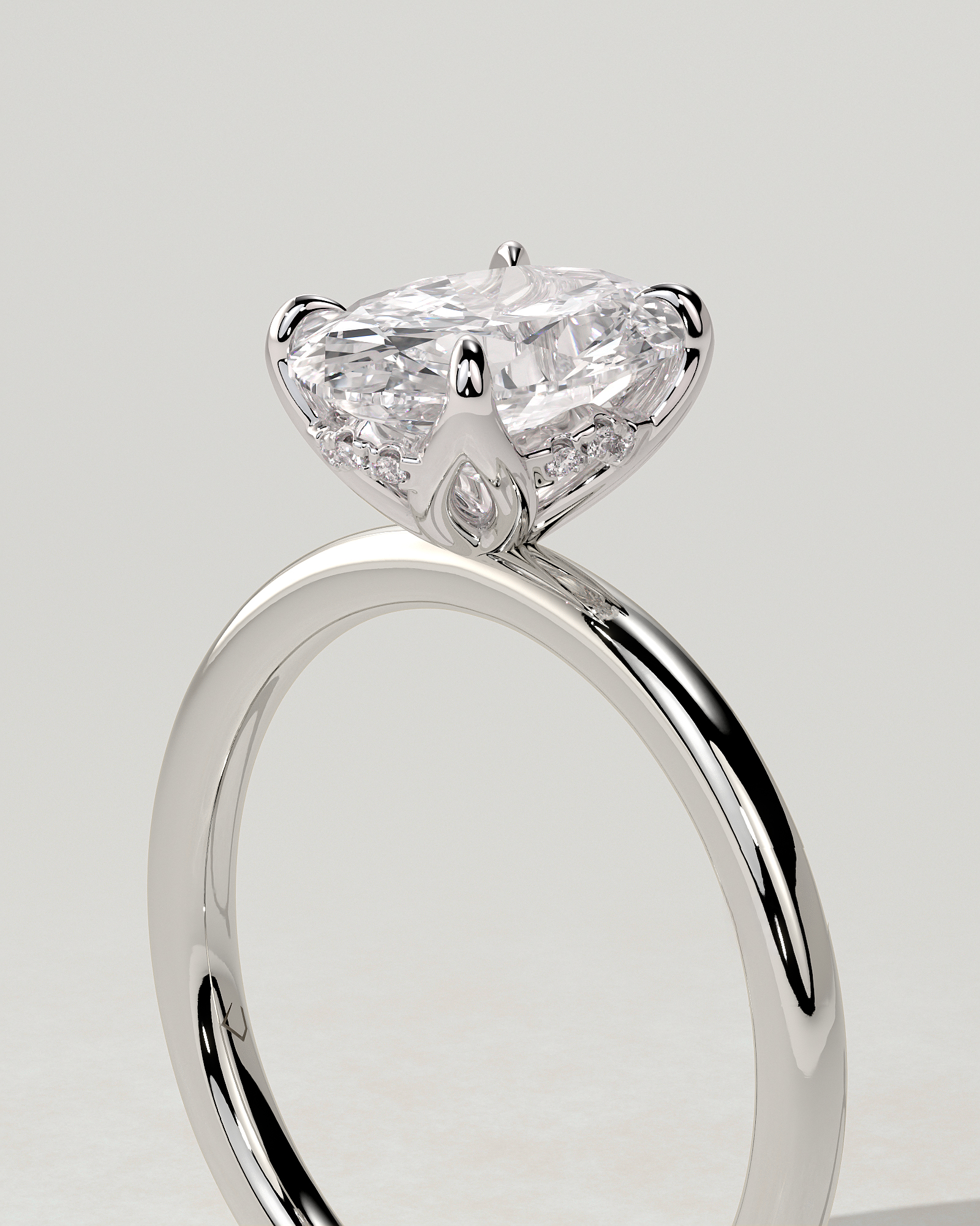 Ivy Solitaire Oval Ring
