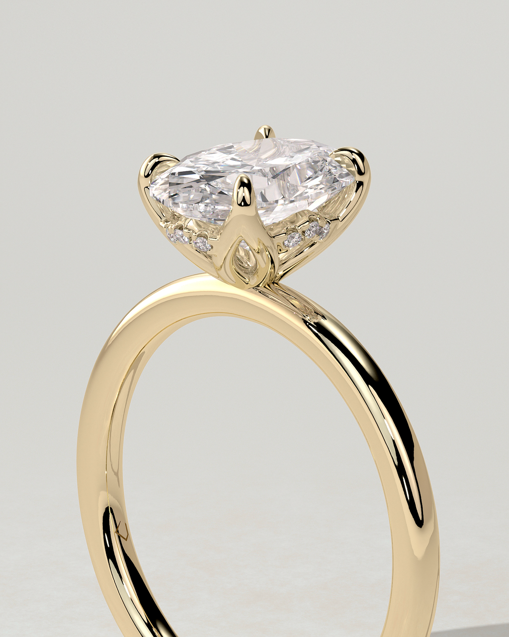 Ivy Solitaire Oval Ring