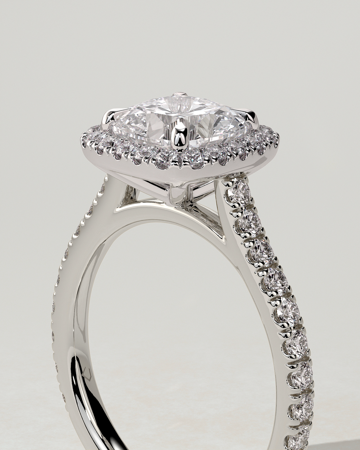 Nicole Halo Cushion Ring