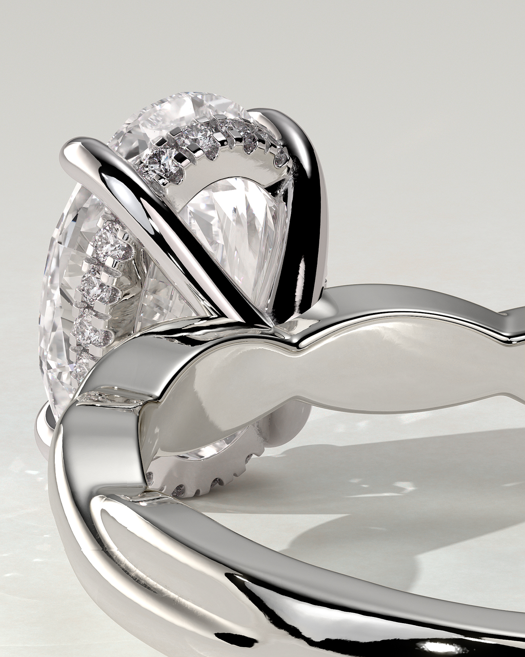 Trinity Solitaire Oval Ring