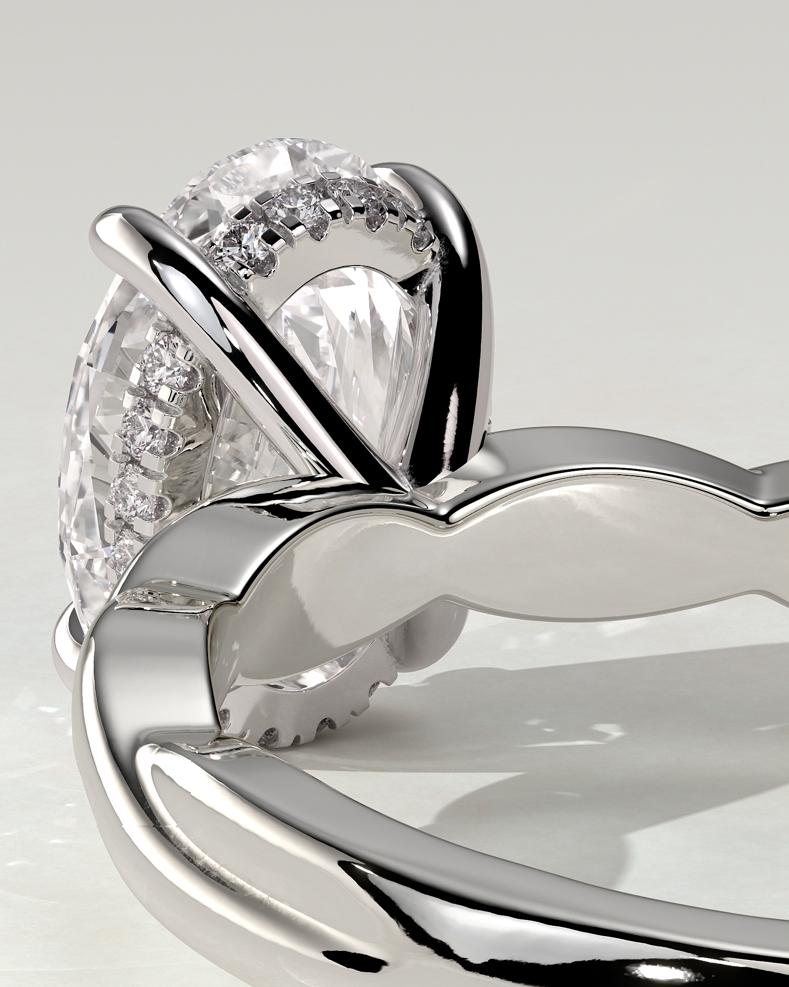 Trinity Solitaire Oval Ring