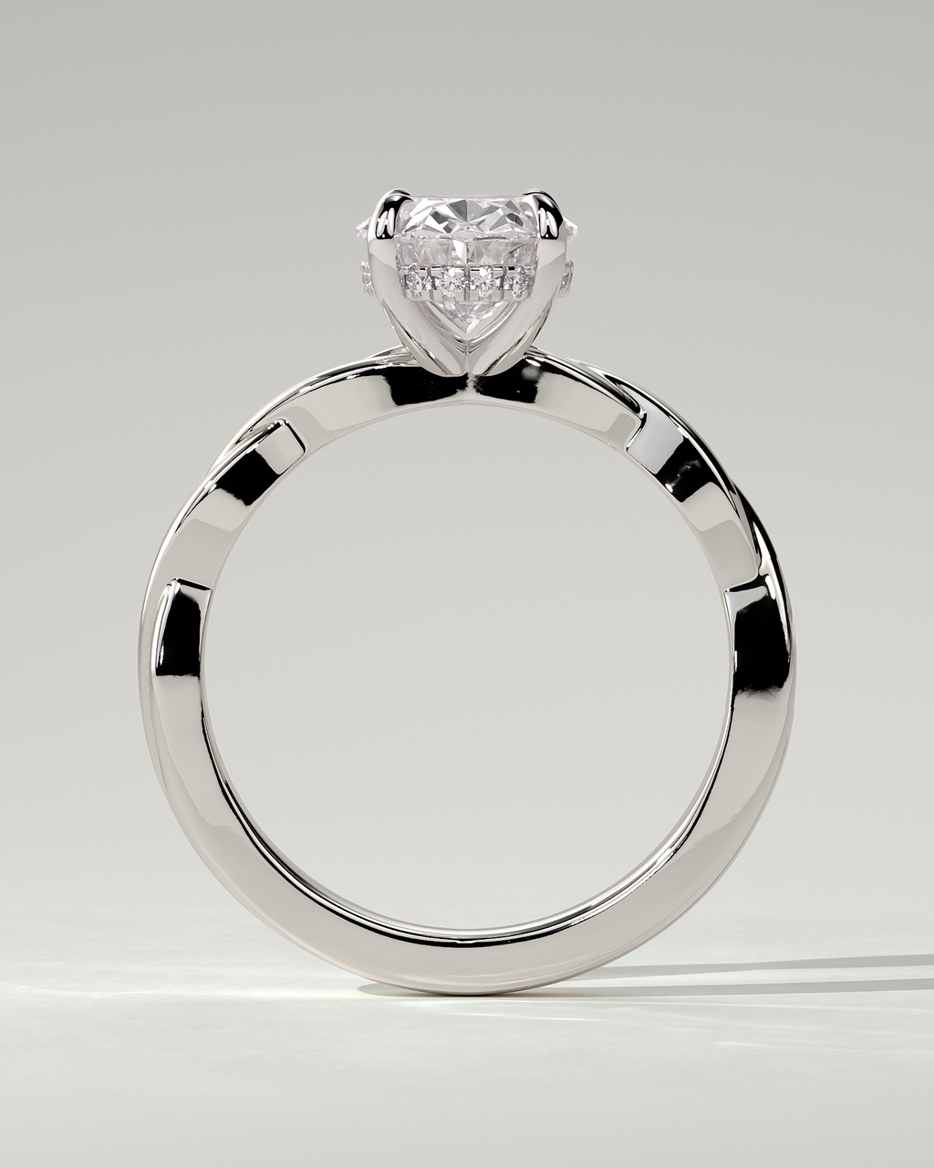 Trinity Solitaire Oval Ring