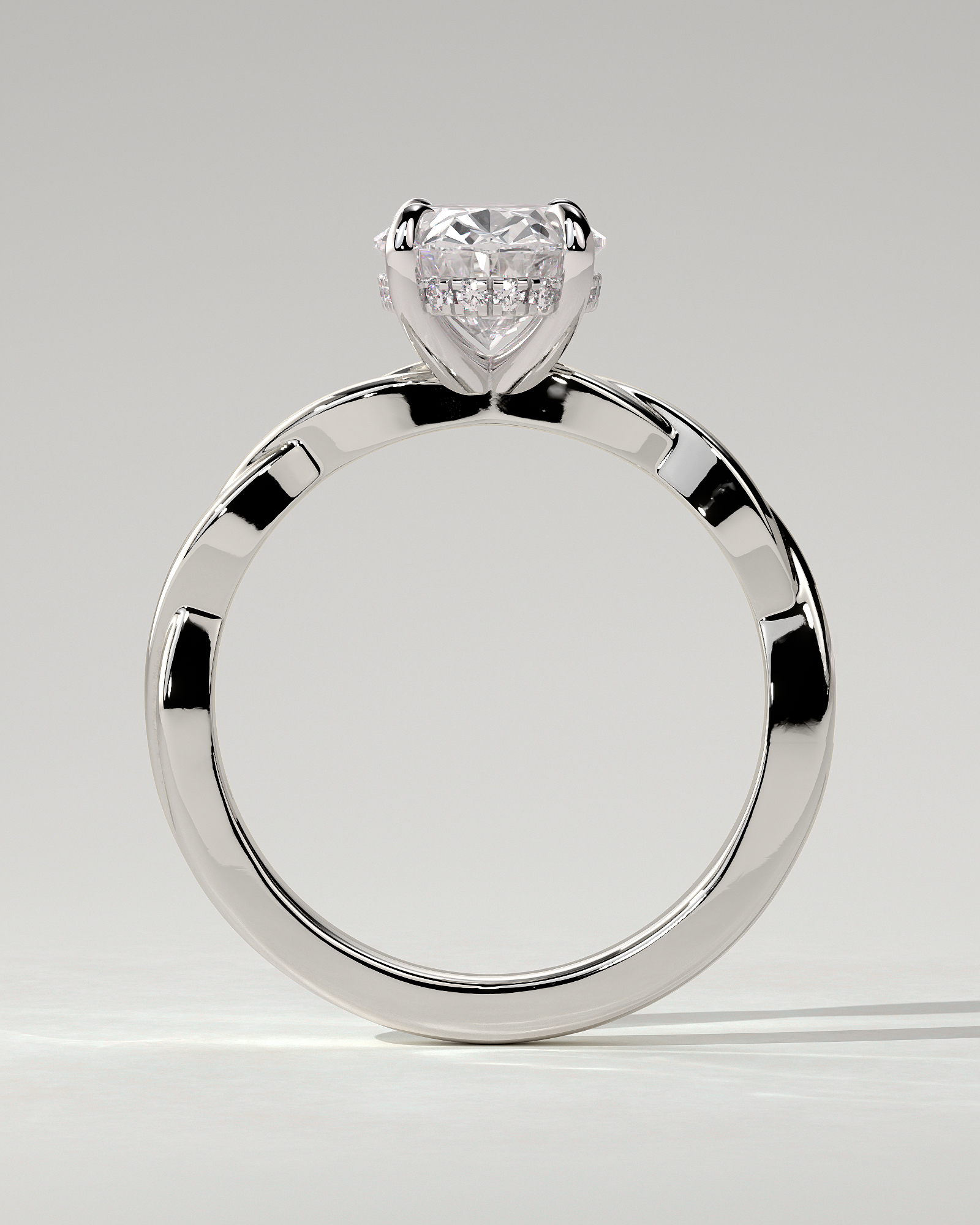 Trinity Solitaire Oval Ring