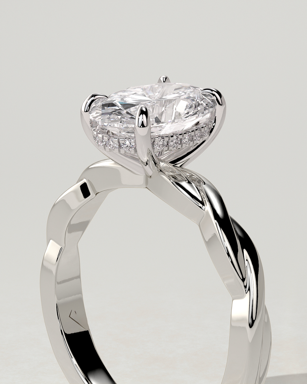 Trinity Solitaire Oval Ring