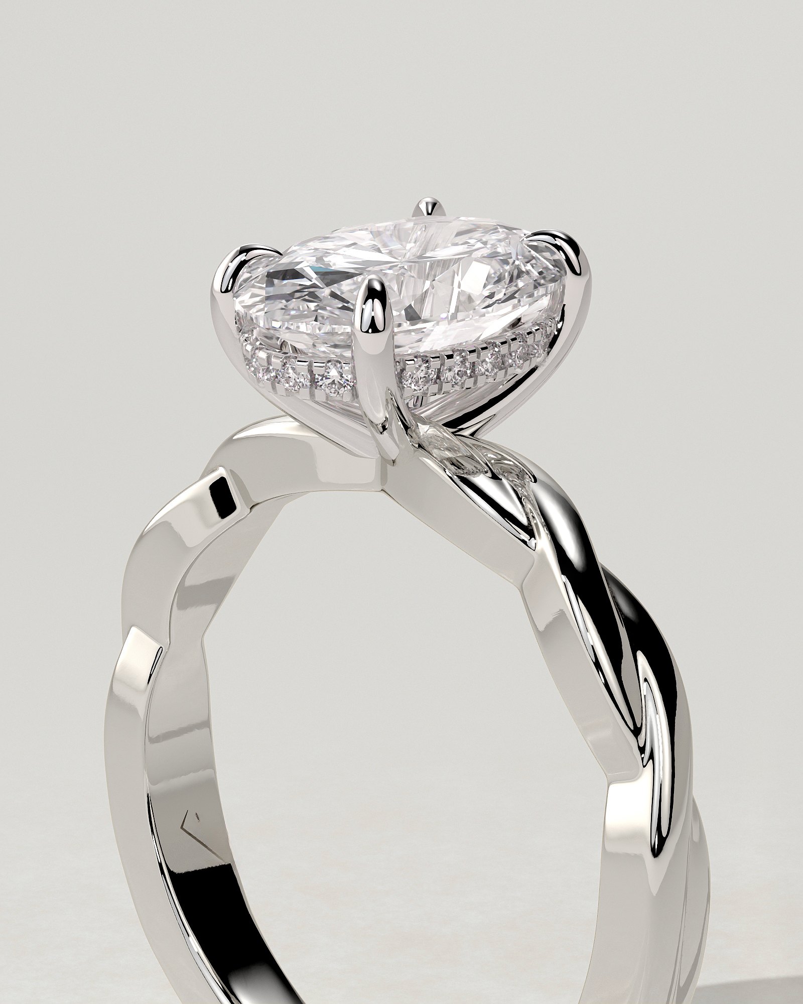 Trinity Solitaire Oval Ring