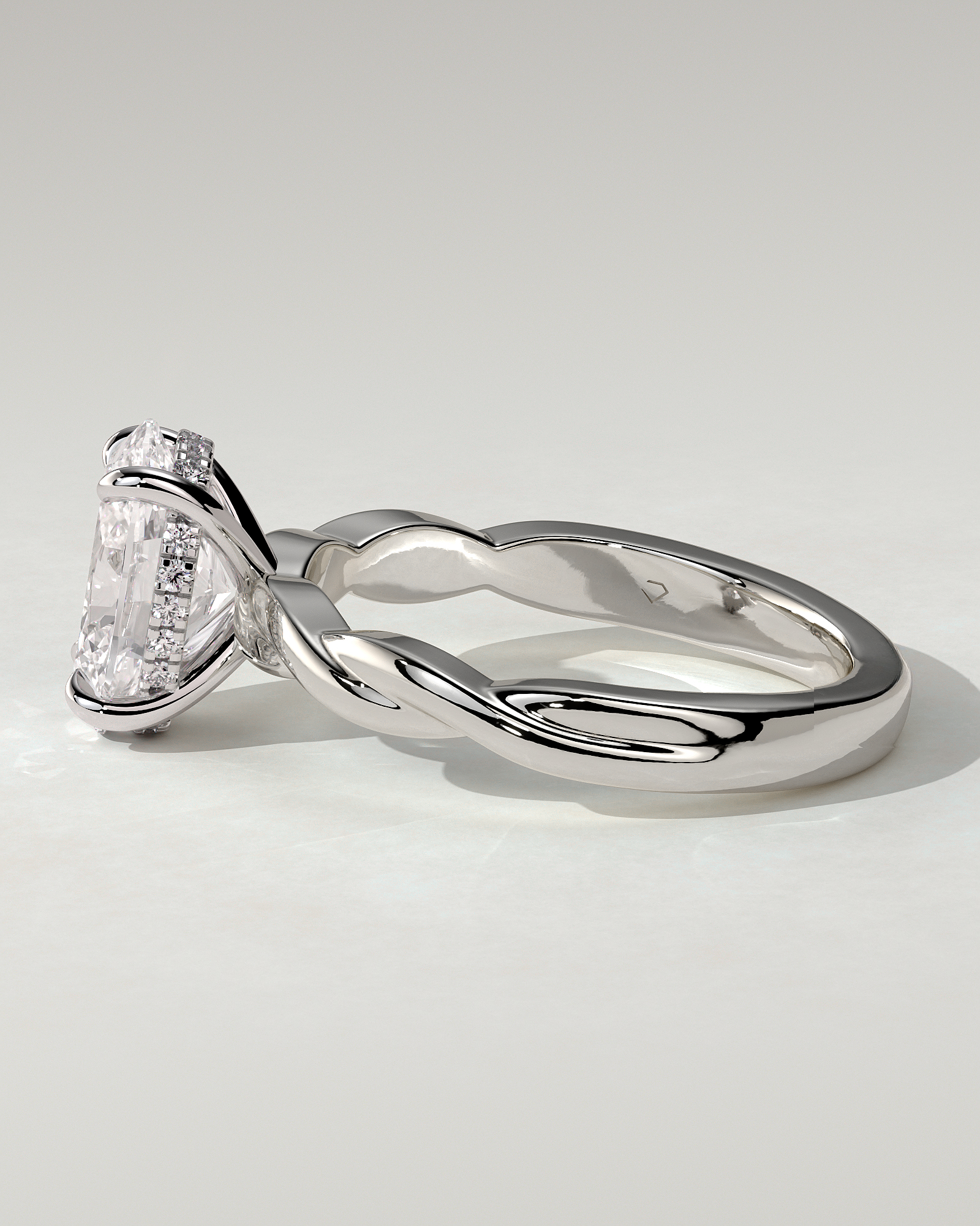 Trinity Solitaire Oval Ring
