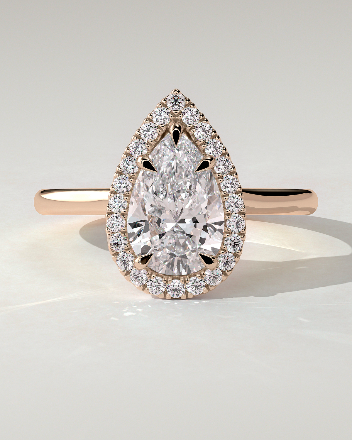 Viola Halo Pear Ring