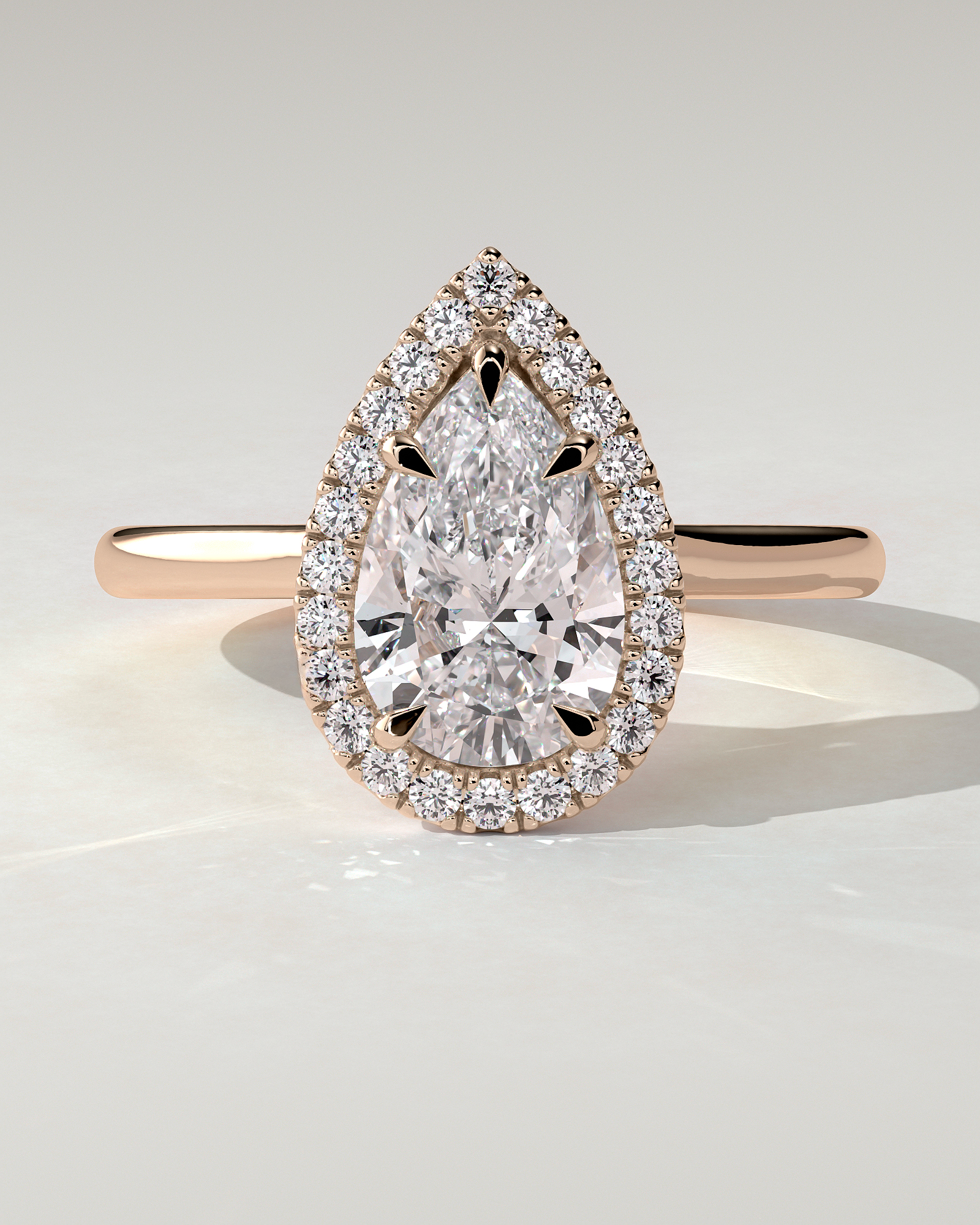 Viola Halo Pear Ring