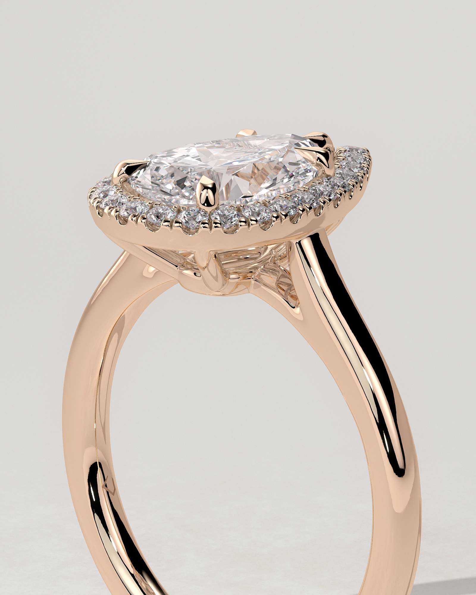 Viola Halo Pear Ring