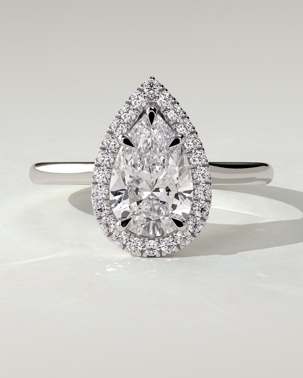 Viola Halo Pear Ring