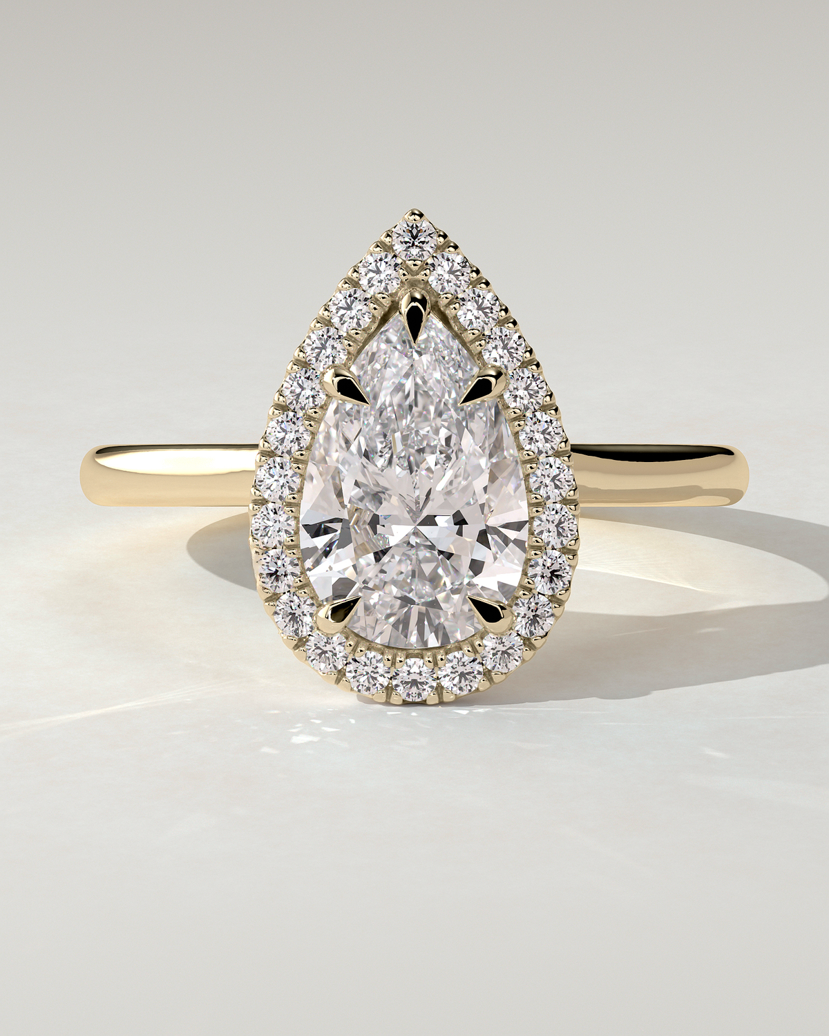 Viola Halo Pear Ring