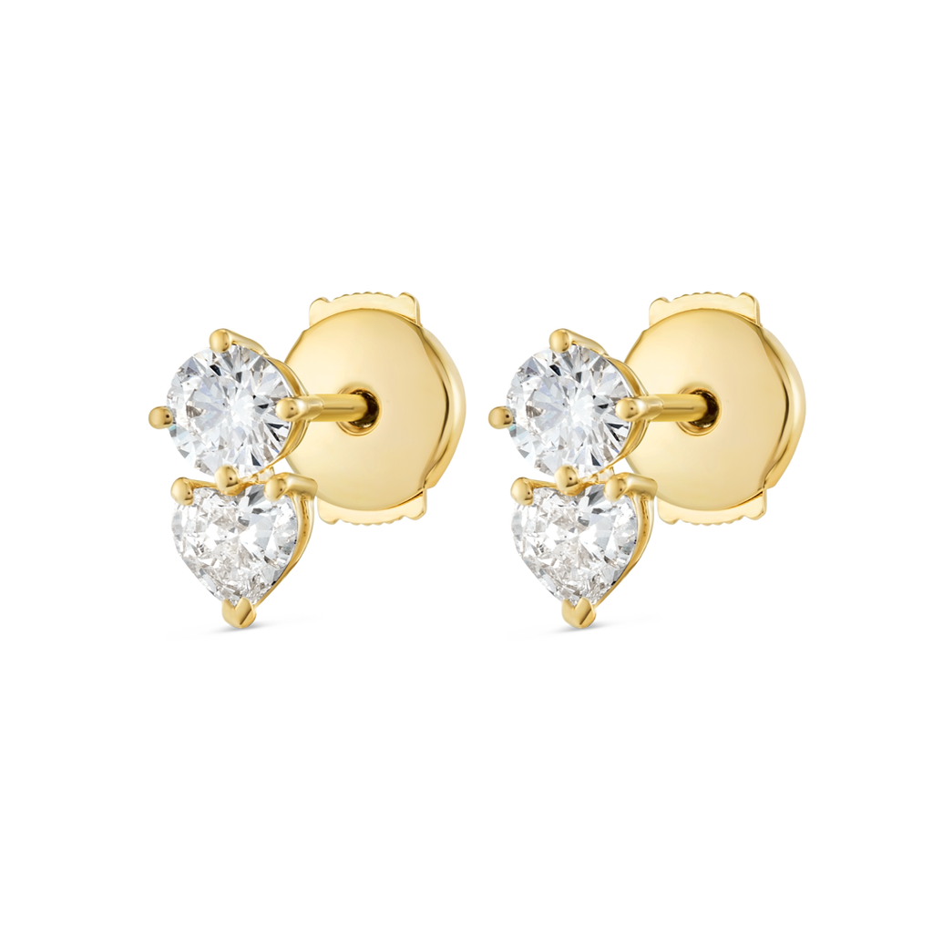 Aura Diamond Earrings Elite - Heart Round Duo