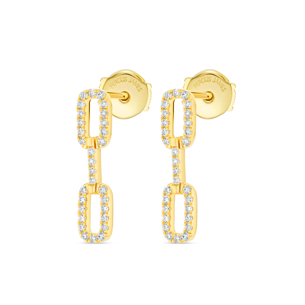 Celestial Diamond Earrings Allure - Triple Diamond Link