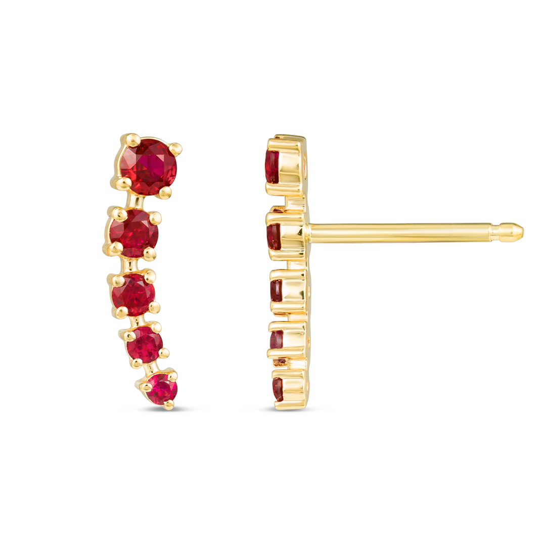 Sovereign Diamond Earrings Grace - Half Moon Ruby