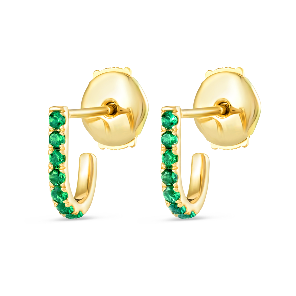 Ethereal Diamond Earrings Essence - Petite Emerald Huggie