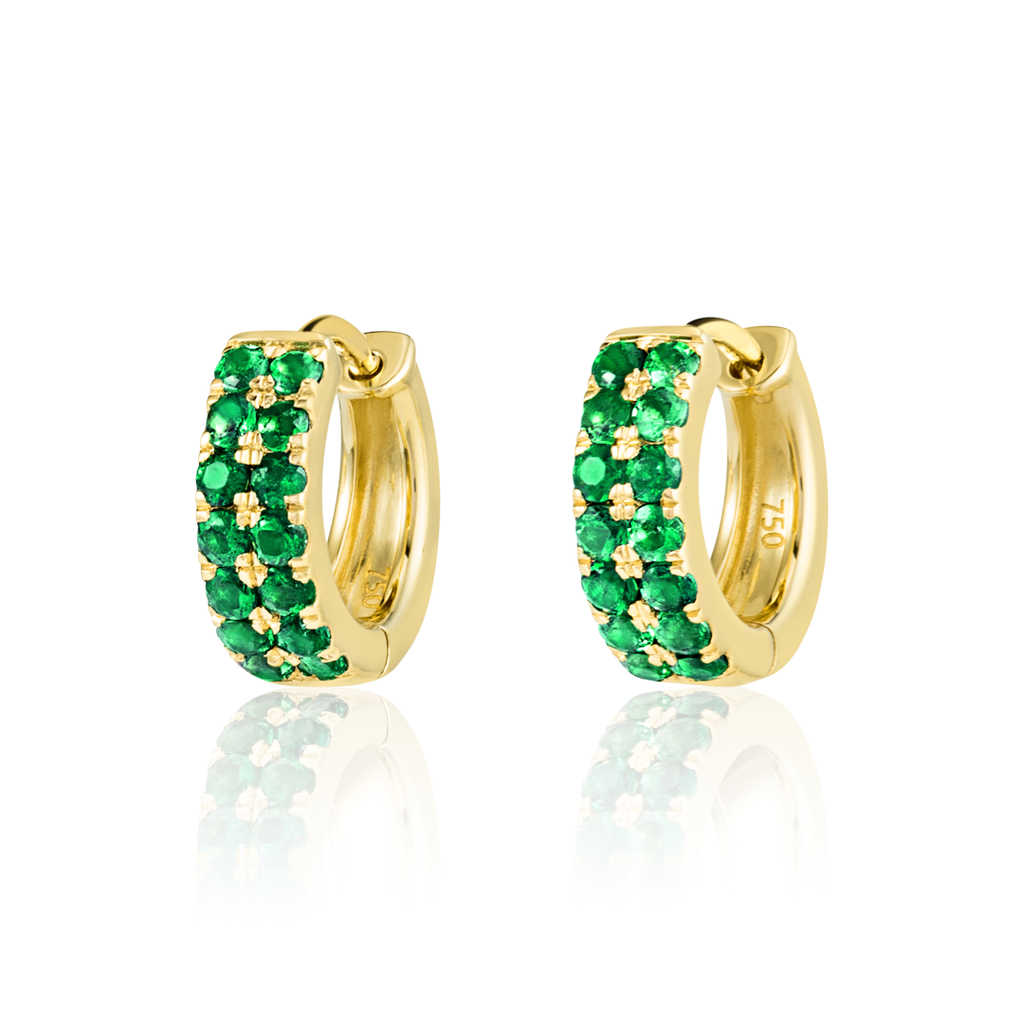 Luminous Diamond Earrings Harmony - Colombian Emerald Double