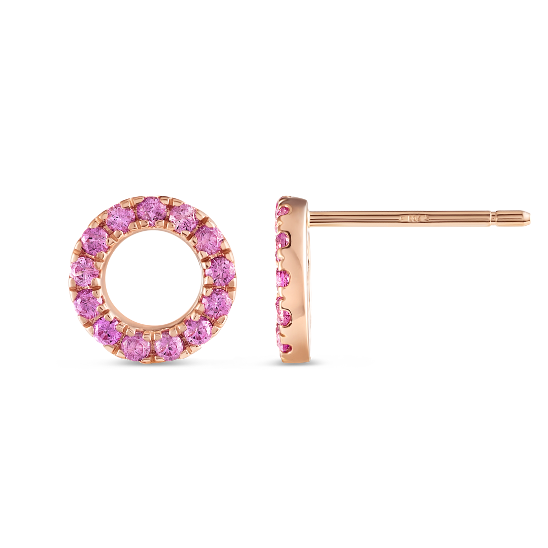 Ethereal Diamond Earrings Harmony - Circular Pink Sapphire