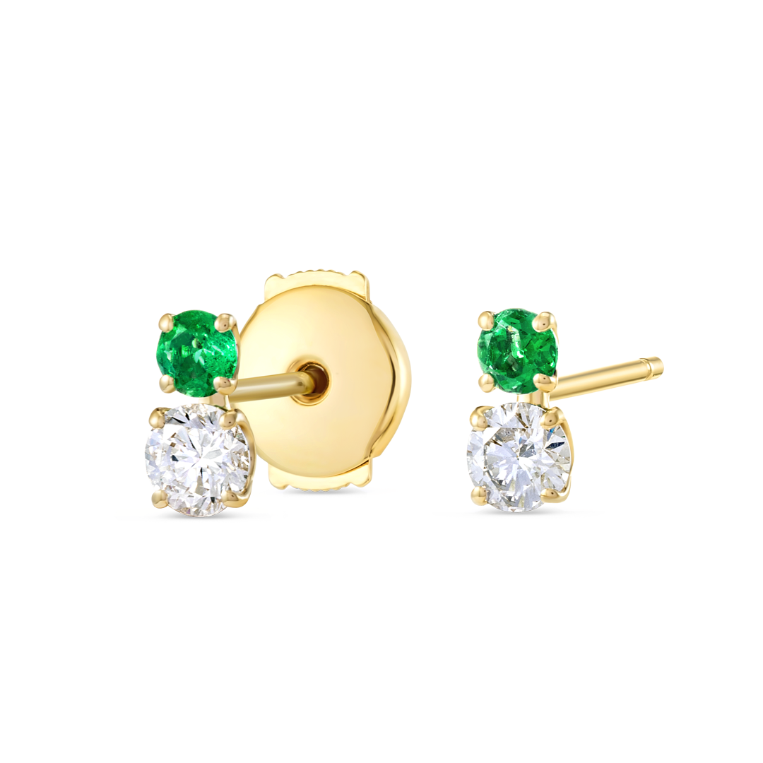 Serene Diamond Earrings Elegance - Duo Emerald Diamond